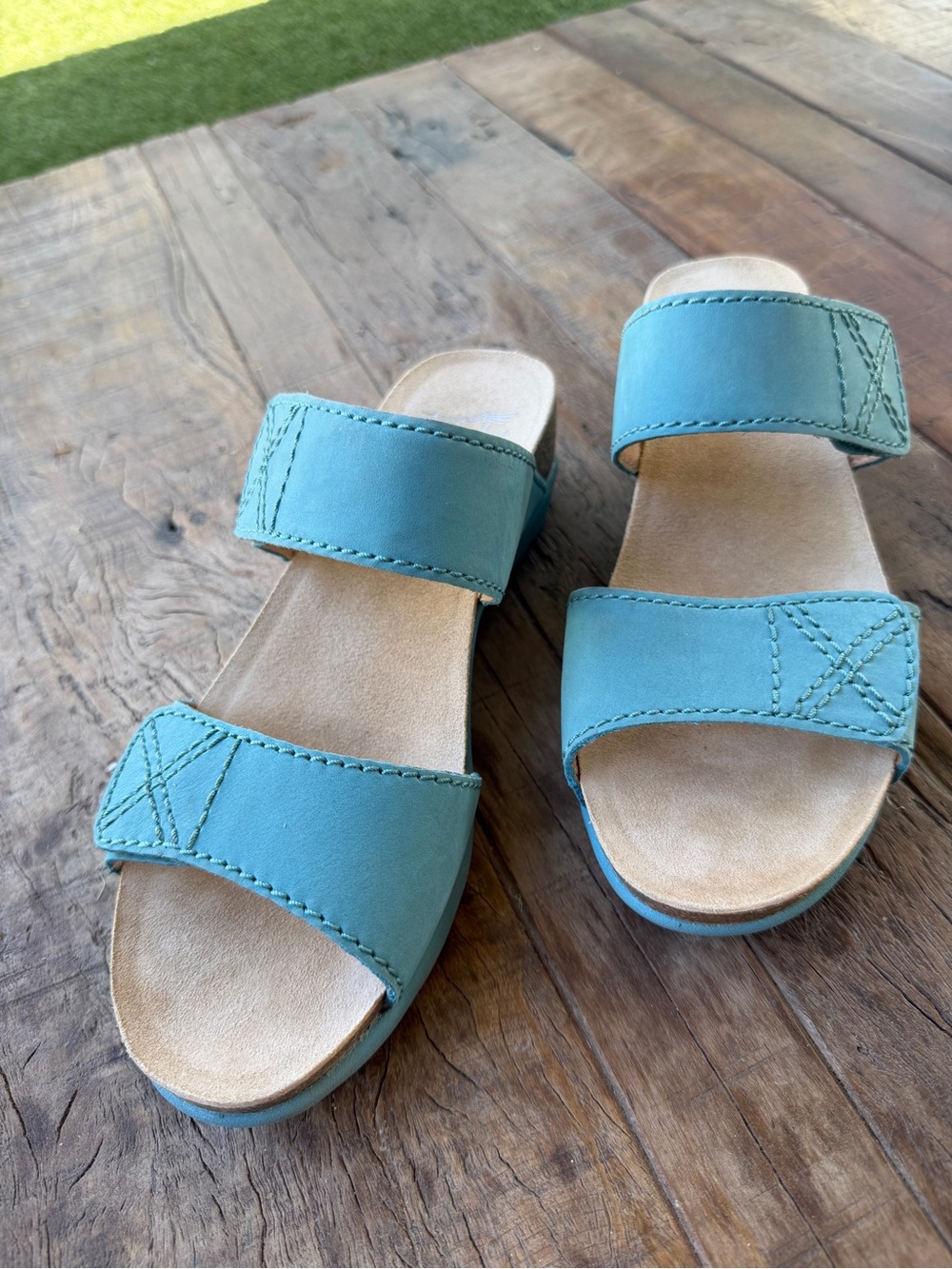 DANSKO Seafoam Green Double-Strap Women's Slide Sandals